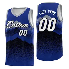 Royal Black Mountain Fade Gradient Fashion Basketball Jersey 1