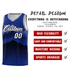 Royal Black Mountain Fade Gradient Fashion Basketball Jersey 2