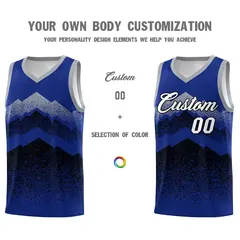 Royal Black Mountain Fade Gradient Fashion Basketball Jersey 3