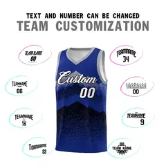 Royal Black Mountain Fade Gradient Fashion Basketball Jersey 4