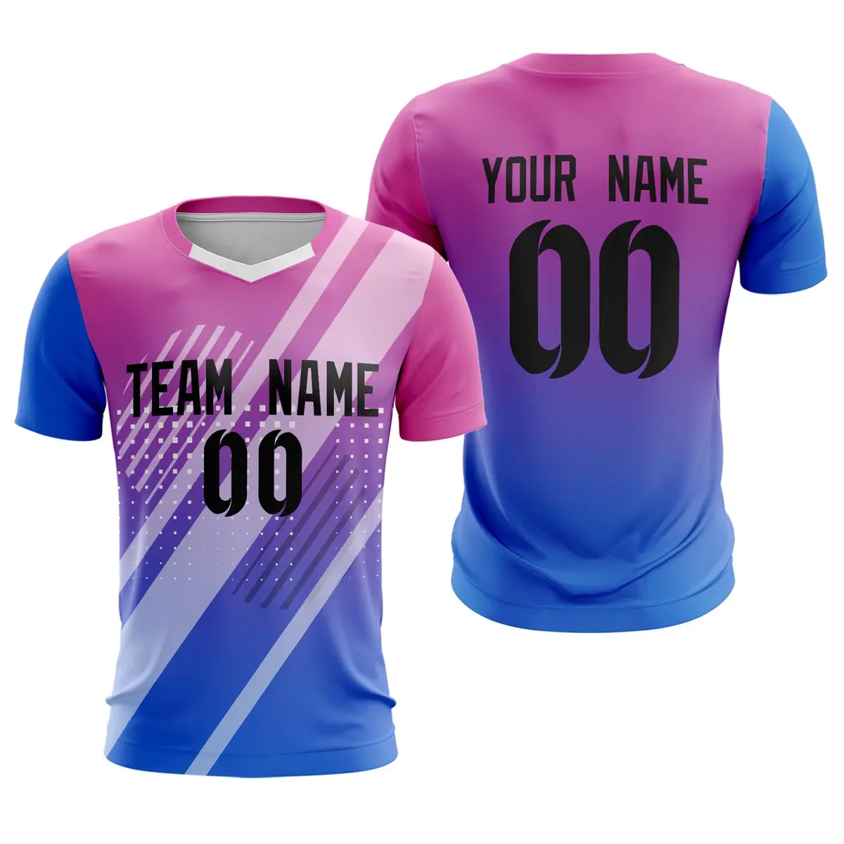 Royal Black Pink Breathable Athletic Soccer Jersey