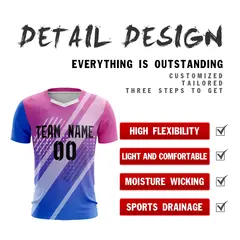 Royal Black Pink Breathable Athletic Soccer Jersey 2