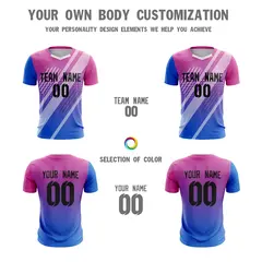 Royal Black Pink Breathable Athletic Soccer Jersey 5