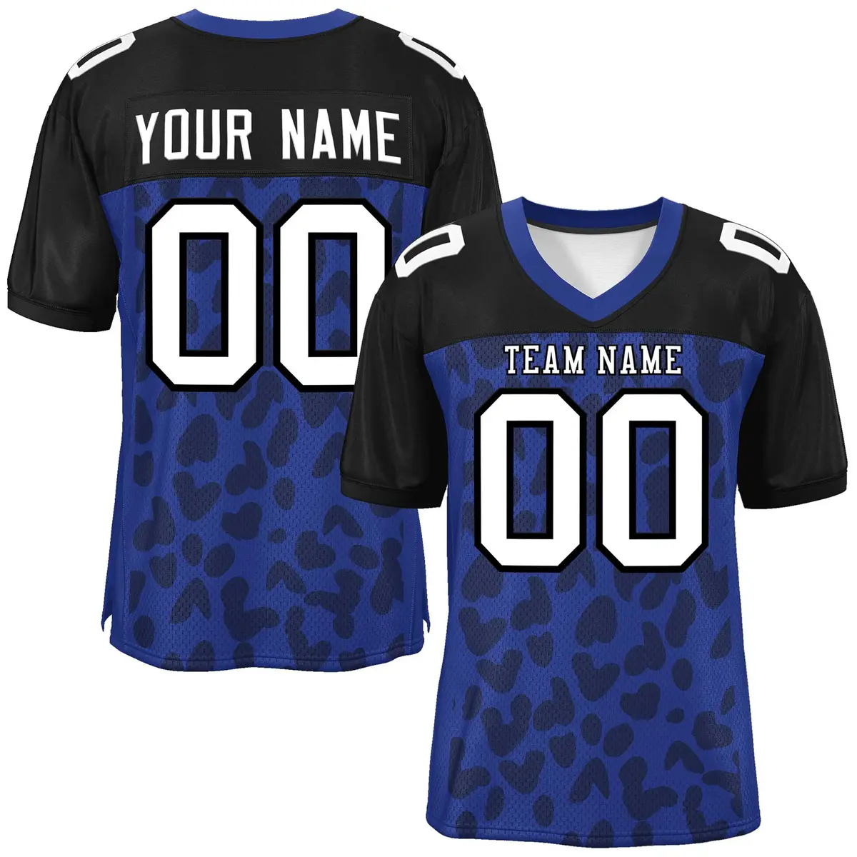 Royal Black Raglan Sleeves Camo Authentic Football Jersey