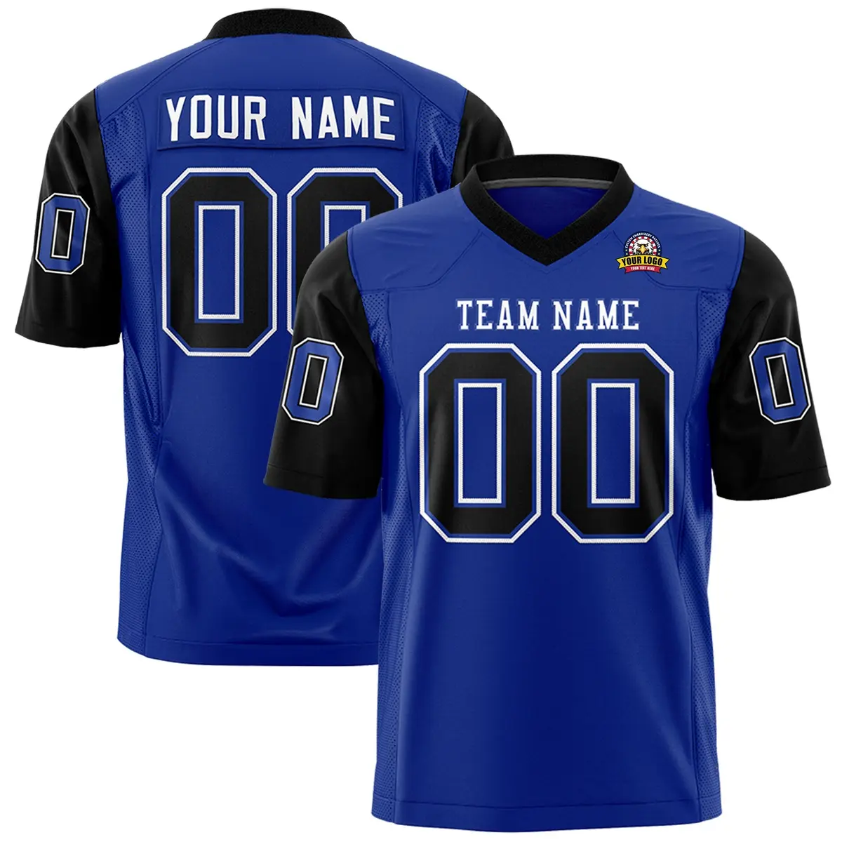 Royal Black Raglan Sleeves Design Authentic Football Jersey