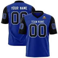 Royal Black Raglan Sleeves Design Authentic Football Jersey
