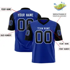 Royal Black Raglan Sleeves Design Authentic Football Jersey 2