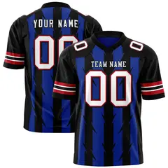 Royal Black Razr Stripe Graffiti Pattern Flag Football Jersey 1