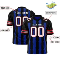 Royal Black Razr Stripe Graffiti Pattern Flag Football Jersey 2