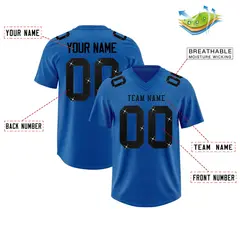 Royal Black Sequin Lettering Football Jersey 2