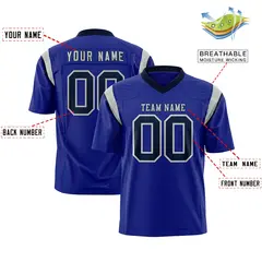 Royal Black Shoulder Cut Two-Tone Flag Football Jersey 2