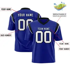 Royal Black Shoulder Cut Two-Tone Flag Football Jersey 2