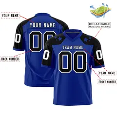 Royal Black Shoulder Star Pattern Flag Football Jersey 2
