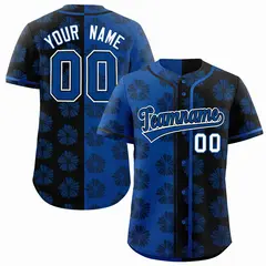 Royal Black Split Flower Graffiti Authentic Baseball Jersey 1