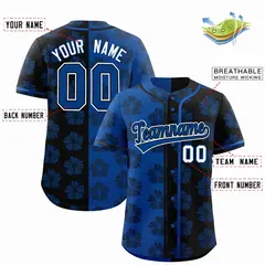 Royal Black Split Flower Graffiti Authentic Baseball Jersey 2