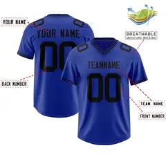Royal Black Square Neckline Football Jersey 2