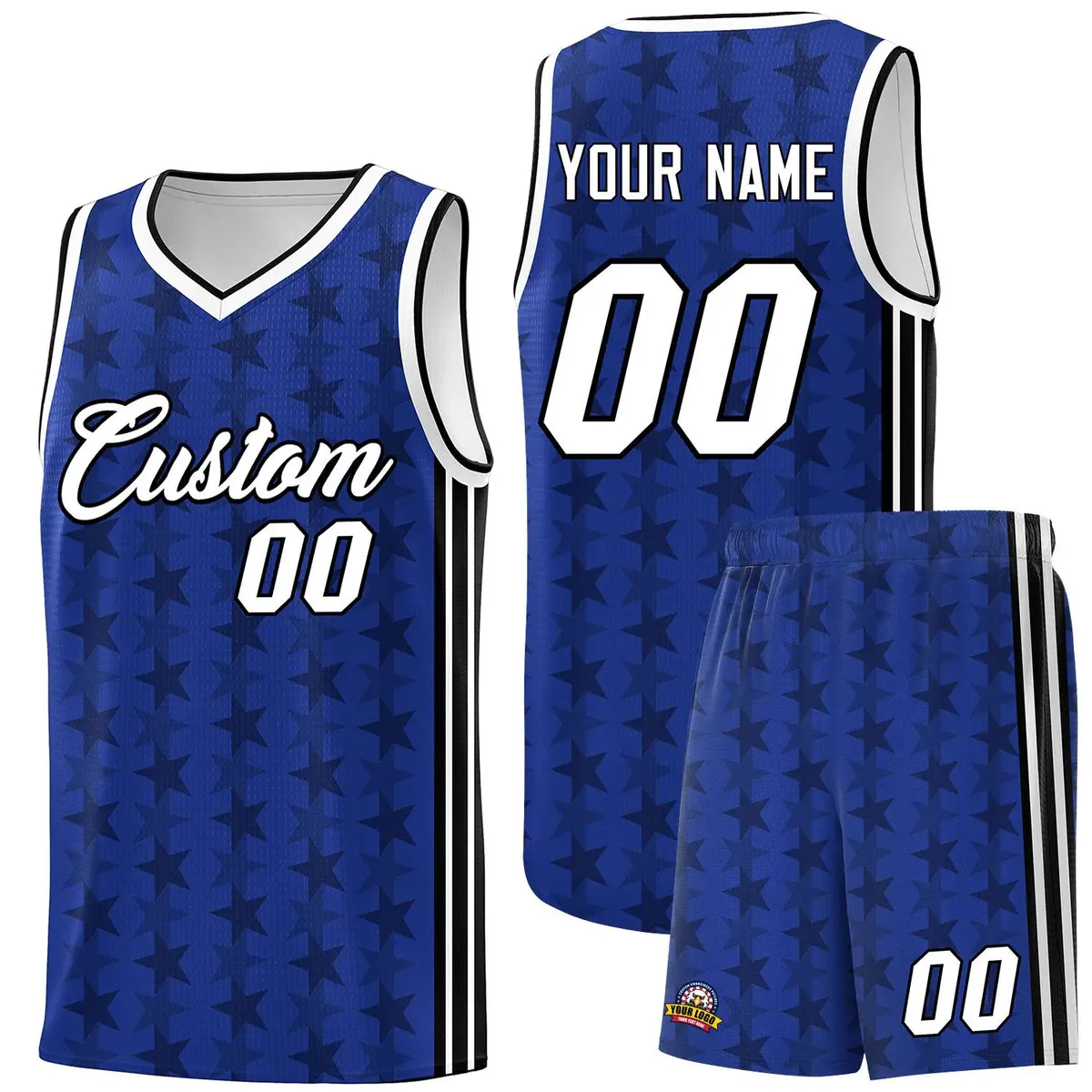 Royal Black Star Graffiti Pattern Basketball Jersey