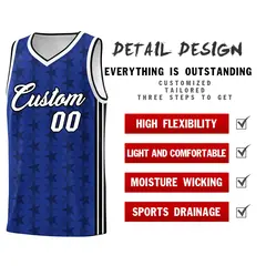 Royal Black Star Graffiti Pattern Basketball Jersey 2