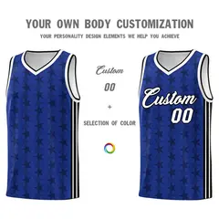 Royal Black Star Graffiti Pattern Basketball Jersey 3