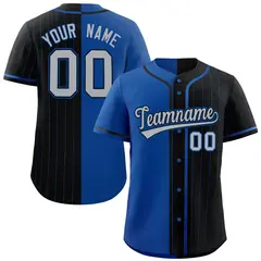 Royal Black Stripe-Solid Combo Authentic Baseball Jersey 1