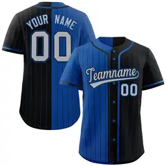 Royal Black Striped Two Tone Authentic Baseball Jersey 1