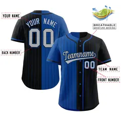 Royal Black Striped Two Tone Authentic Baseball Jersey 2