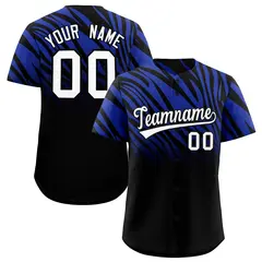 Royal Black Tiger Stripe Gradient Animal Print Baseball Jersey