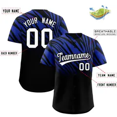 Royal Black Tiger Stripe Gradient Animal Print Baseball Jersey 2