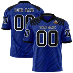 Royal Black Tiger Stripe Graffiti Pattern Football Jersey