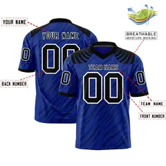 Royal Black Tiger Stripe Graffiti Pattern Football Jersey 2