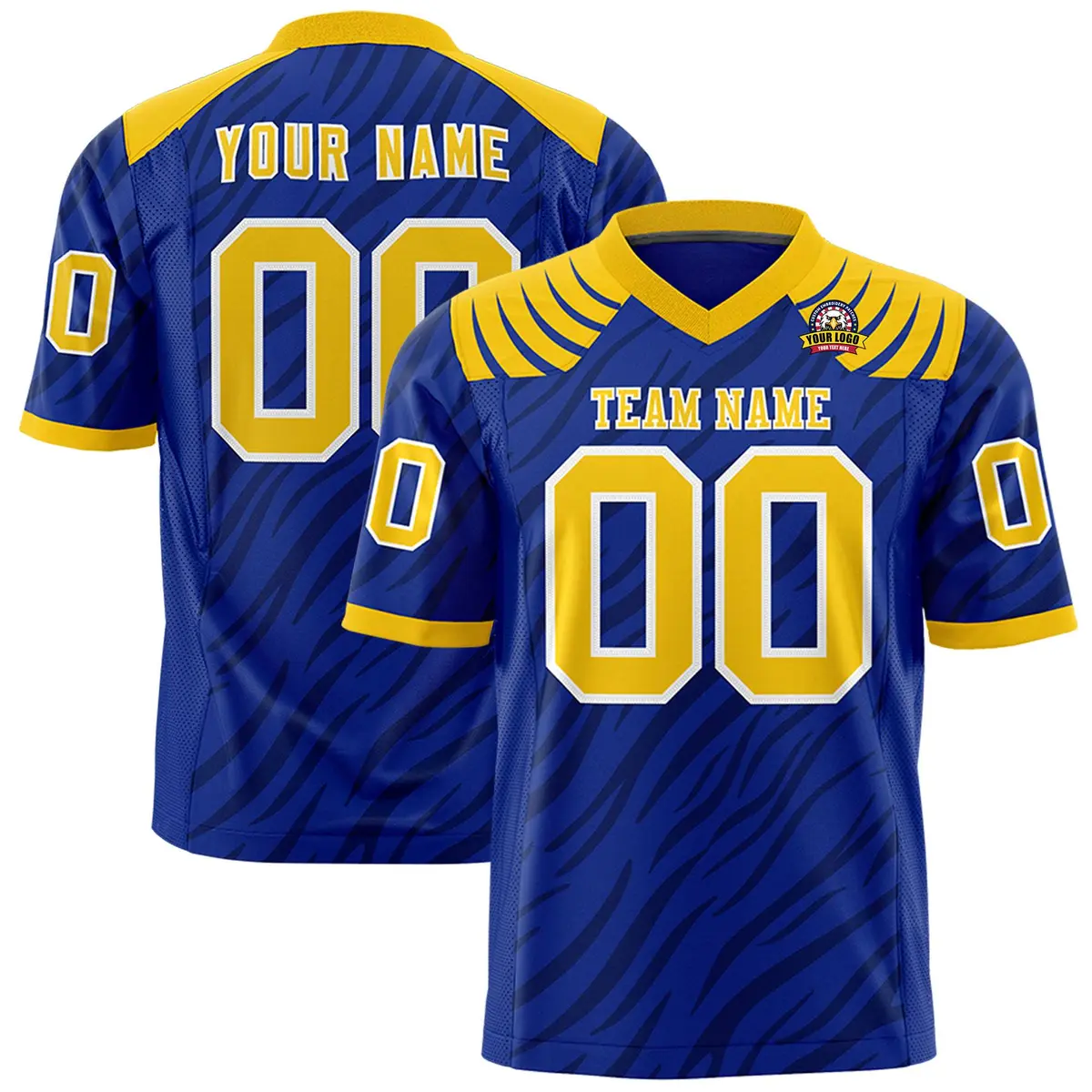 Royal Black Tiger Stripe Graffiti Pattern Football Jersey