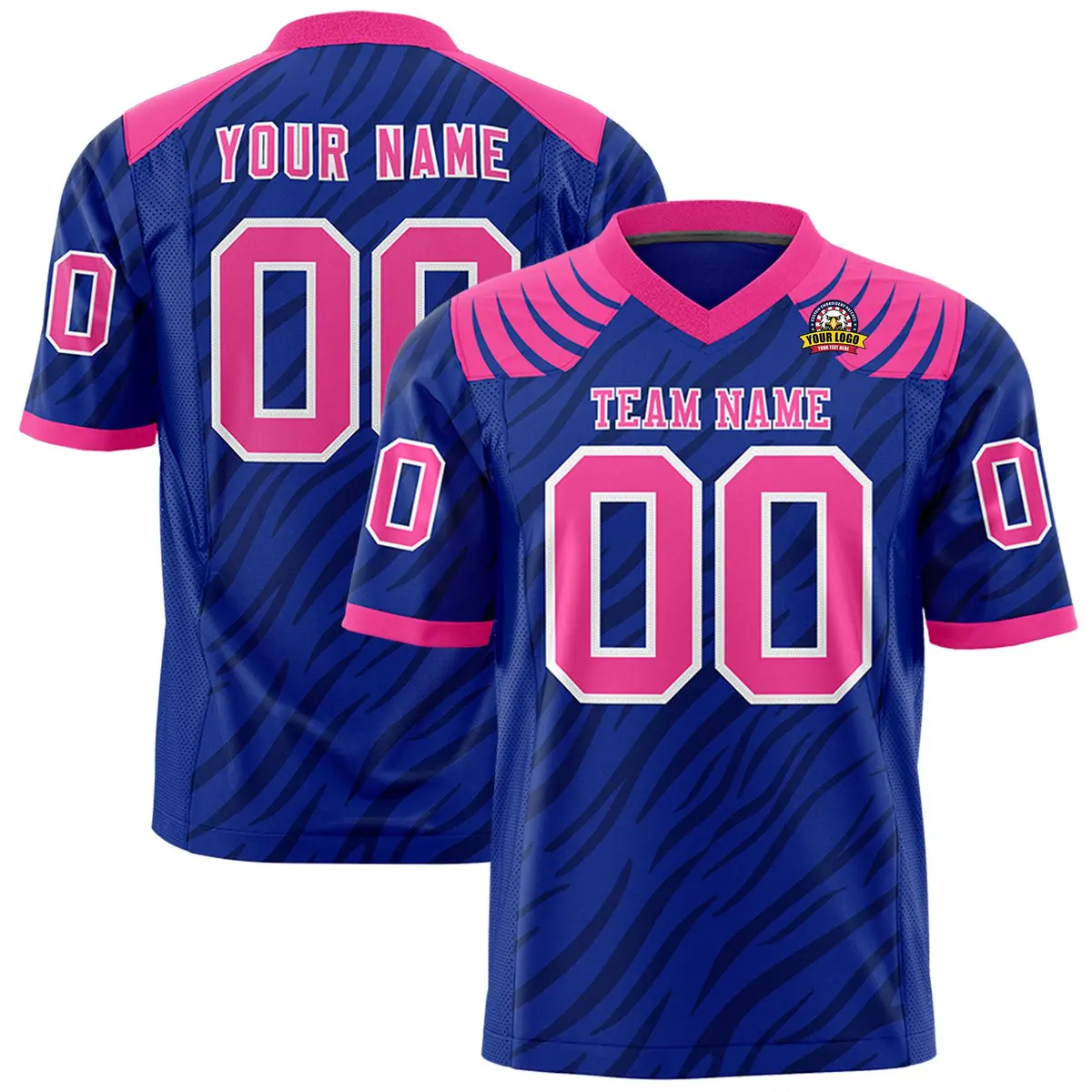 Royal Black Tiger Stripe Graffiti Pattern Football Jersey