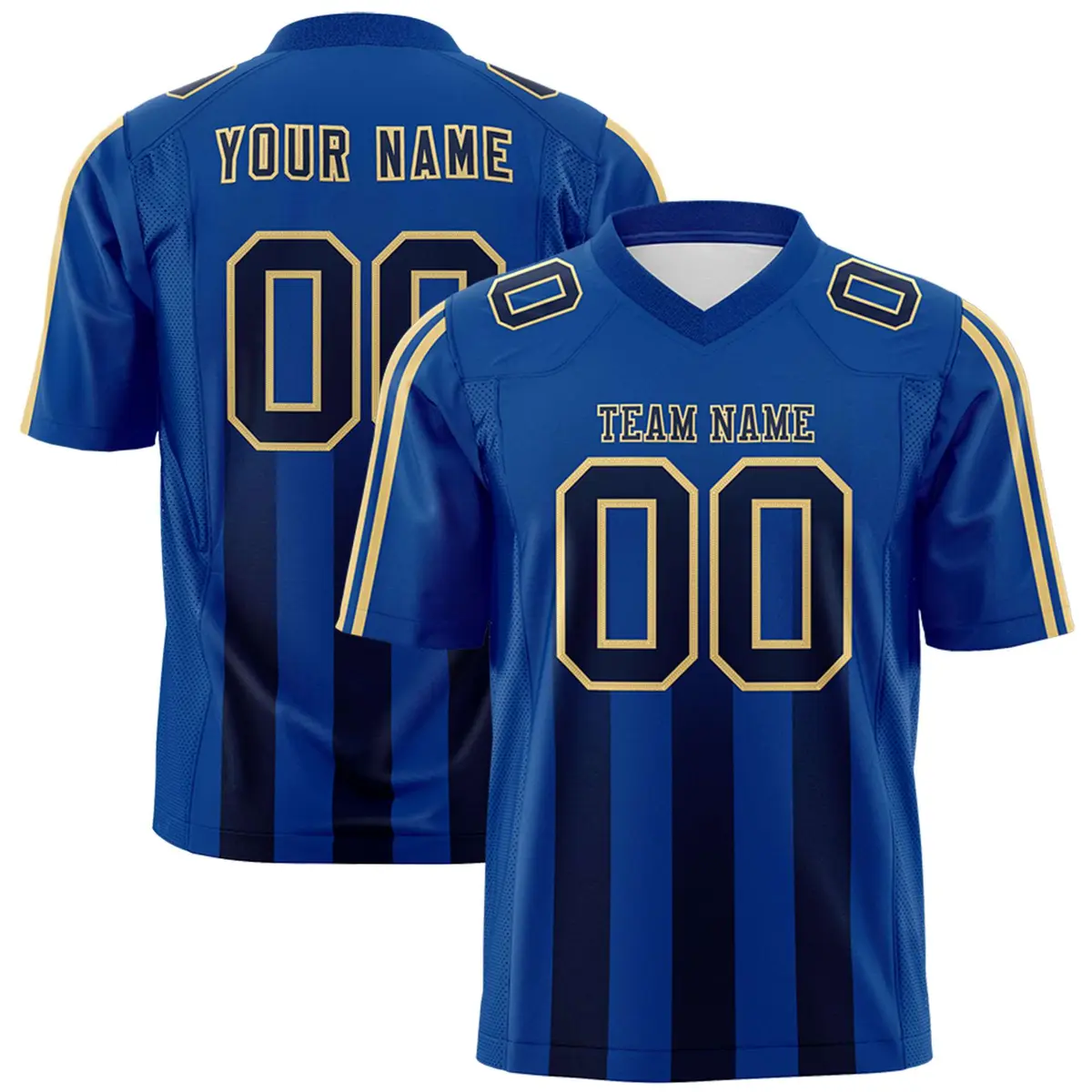 Royal Black Vertical Fine Stripe Gradient Football Jersey