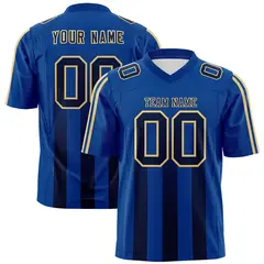 Royal Black Vertical Fine Stripe Gradient Football Jersey 1