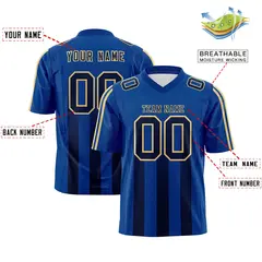 Royal Black Vertical Fine Stripe Gradient Football Jersey 2