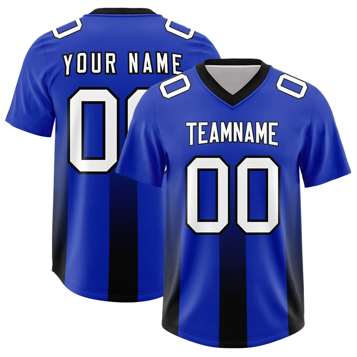 Royal Black Vertical Stripe Gradient Team Football Jersey