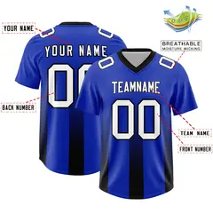 Royal Black Vertical Stripe Gradient Team Football Jersey 2