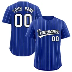 Royal Black White Bi-Color Striped Baseball Jersey