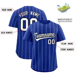 Royal Black White Bi-Color Striped Baseball Jersey 2