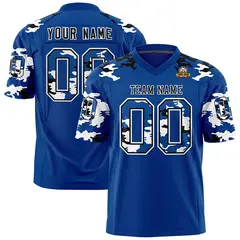Royal Black-White Camo Authentic Football Jersey