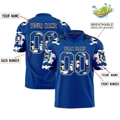 Royal Black-White Camo Authentic Football Jersey 2