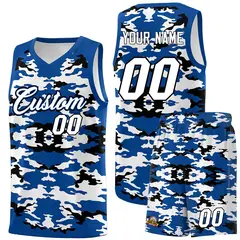 Royal Black-White Camo Basketball Jersey