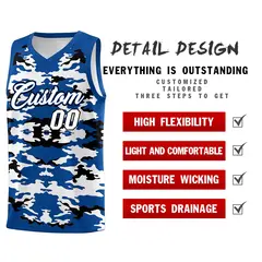 Royal Black-White Camo Basketball Jersey 2