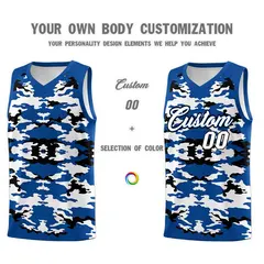 Royal Black-White Camo Basketball Jersey 3