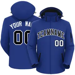 Royal Black-White Classic Style Waterproof Jacket