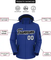 Royal Black-White Classic Style Waterproof Jacket 2