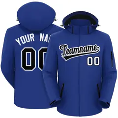 Royal Black-White Classic Style Waterproof Jacket