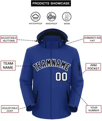 Royal Black-White Classic Style Waterproof Jacket 2