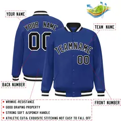Royal Black-White Classic Varsity Full-Snap Letterman Jacket 2