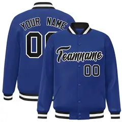 Royal Black-White Classic Varsity Full-Snap Letterman Jacket 1